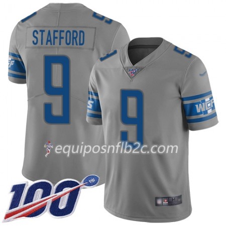Camiseta Hombre NFL Detroit Lions Matthew Stafford 9 Nike Gris 100th